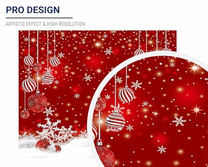 Allenjoy 10 x 8 FT Red Christmas Sparkle Bokeh Snowflakes Photography Background Xmas Party Decor Backdrop for Photo Studio Prop Supplies - size: 118 x 95 in