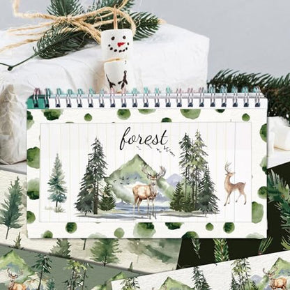 Double Sided Christmas Scrapbook Paper - 24 Sheets Christmas Tree Green Nature Woodland Forest Patterned Holiday Specialty Scrapbooking Paper Packs for Card Making Art Craft Photo Album - color: Green Christmas Tree