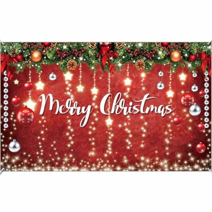 Zliisang 5.9x3.6ft Merry Christmas Backdrop for Photography Glitter Sparkle Red Snowflakes Photo Background Winter New Year Eve Family Christmas Party Decoration
