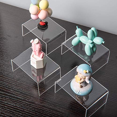 BYCY Clear Acrylic Riser lot of 10 for Jewels, Cupcakes, Tea Sets, Clear Cupcake Stand for Small Toys and Cosmetics (10P-2*3*4)