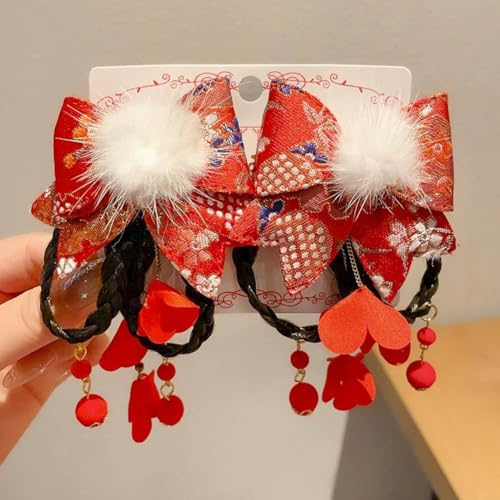New Year Hair Clips Headdress Costume Photo Props Red Chinoiserie Hair Barrettes Chinese Hairpins for Party Spring Festival - color: style7, size: 1 Count (Pack of 1)