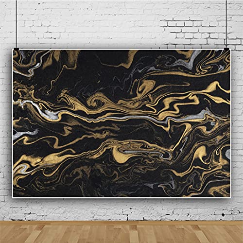 5x4ft Black Gold Marble Texture Photography Backdrop Abstract Art Gold Liquid Quicksand Backdrop Background for Birthday Party Celebration Decor Banner Wallpaper Photo Booth Studio Props - color: Black Gold, size: 5x4ft