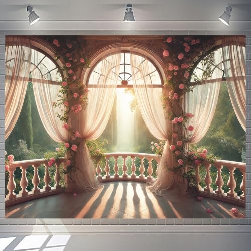BlissYard Scenery Photography Backdrop Banner 7.5x5.9ft Garden Arched Door Wedding Decorations Engaged Theme Party Backdrop Banner Photo Shooting Props Outdoor Wedding Decorations - color: Scenery Photography Backdrop#2
