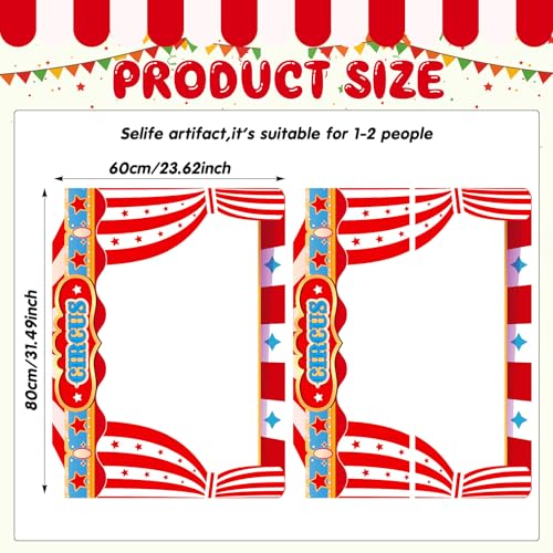 Beeveer Upgraded 32 x 24 Inch Large Carnival Circus Photo Booth Props Party Decorations Picture Frame Vintage Photo Frame Friends Selfie Props for Christmas Mexico Favors (Carnival Style) - style: Carnival Style