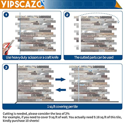 Yipscazo 2026 New Upgrade Peel and Stick Wood Metal Tile Backsplash, Stick on Tiles for Backsplash Kitchen, Bathroom (10 Sheets, Light Wood) - color: Light Wood