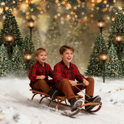 Mocsicka 7x5ft Winter Christmas Tree Backdrop Glitter Bokeh Winter Snow Forest Trees Photography Background Family Christmas Holiday Wall Decorations Photo Props - size: 7x5ft