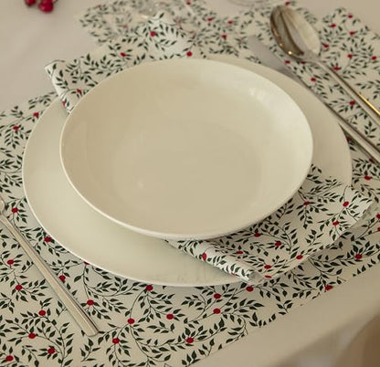 MY DRAP 100% Cotton Luncheon Napkins - Leaves Xmas (7.8 x 7.8 in - 12 Units Per Roll) Sustainable Single-use Perfect for Christmas, Holiday, Events, Hosting, Winter Party - color: Leaves