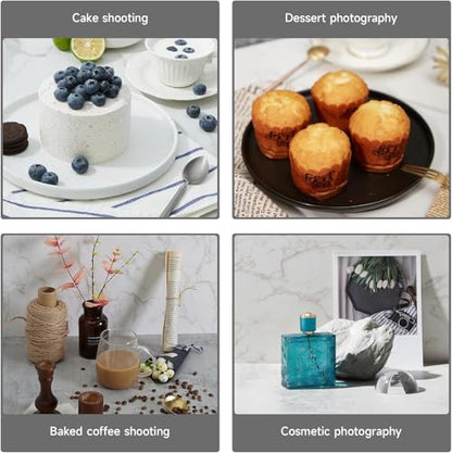 BEIYANG 2 PCS Photo Backdrop Boards with 2 PCS Brackets for Flat Lay or Food Photography Background - color: Marble+ Grey