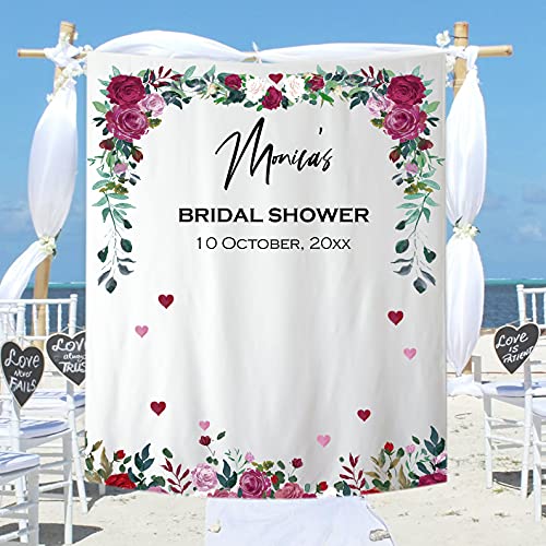 Custom Bridal Shower Backdrop, Personalized Wedding Tapestry Decor, Photo Backdrop for Baby Shower, Graduation Wall Hanging Art (50" Wx60 H, Bridal Shower-1, Polyester) - color: Bridal Shower-1, size: 50 in x 60 in (W x H)