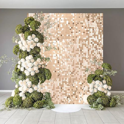 Champagne Glitter Wall Backdrop 6FTx4FT Sequin Wall Shimmer Wall Panels for Party Wedding Disco Backgrounds - color: Champagne, size: 6ftx4ft