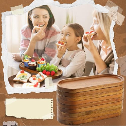 13.8 x 5.8 Inch Large Wood Serving Trays Charcuterie Boards Oval Wooden Plates Wood Serving Platter Cheese Dinner Plates Bulk for Dessert Snack Bread Fruit Appetizer Dishes (13.8" x 5.5"_2 Pack) - size: 13.8" x 5.5"_2 Pack
