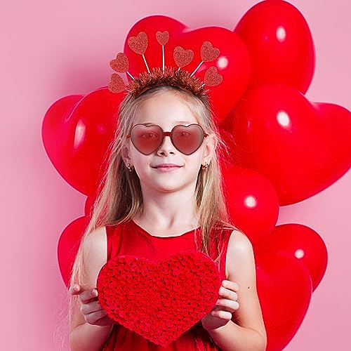 Heart Headband and Heart Sunglasses for Valentine, Wedding, Birthday, Party - One Size Fits Most - Red