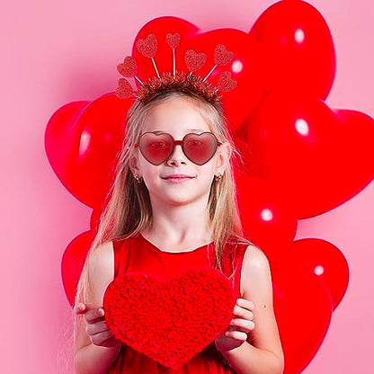 Heart Headband and Heart Sunglasses for Valentine, Wedding, Birthday, Party - One Size Fits Most - Red