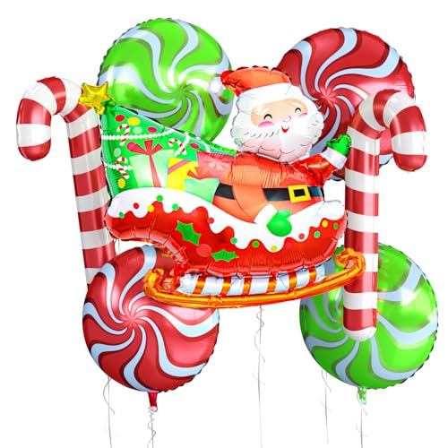 Biapian Christmas Balloons Decorations, Large Santa Claus Balloons Foil Red Green Windmill Candy Cane Balloon Helium for s Christmas Baby Shower Holiday Xmas New Year Birthday Party Decorations - style: Santa Claus