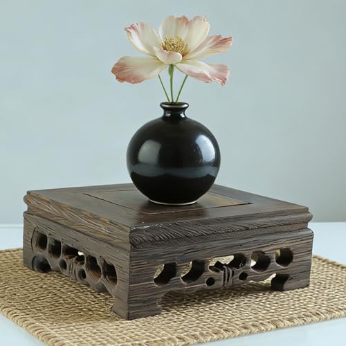 Traditional Craft Wooden Base Wood Display Stand Oriental Square Shape Pedestal 4" x 4" - color: N-4"