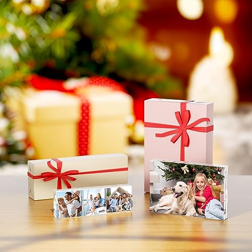 AITEE 5x5 Acrylic Picture Frames 3 Pack, 20% Thicker Block, Clear Picture Frames Freestanding Double Sided Magnetic Acrylic Lucite Frameless Transparent Square Frame Gift for Desktop Display - size: 5x5