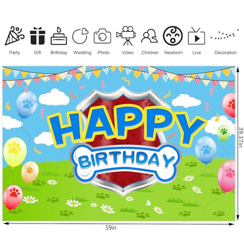 5x3ft Cartoon Dog Theme Backdrop Cartoon Photography Background Kids Boys Girls Birthday Party Decorations Photo Booth Banner Props - color: Red-Dog