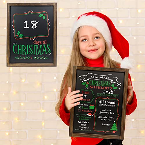Excello Global Products Wooden Chalkboard 13 by 17 in Photo Frame Christmas Decoration with White Chalks, Version 1, Set of 2 Boards