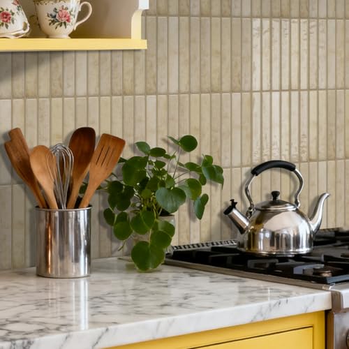 VICCI 20-Sheet Subway Tile Stickers, Warm Brown 3D Textured Marble Peel and Stick Backsplash 4.72x9.68 Inch, Waterproof No-Grout - color: Warm Brown