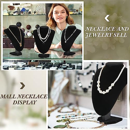 Huquary 12 Pcs Necklace Stand Display Jewelry Bust Display Stands Necklace Stand Jewelry Photography Props for Selling for Home Store Trade Shows(Black,Velvet) - color: Black