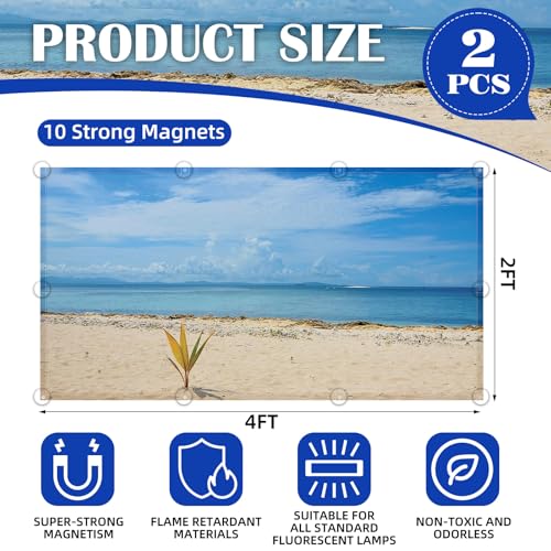 ANGSYLTH 2 Pcs Fluorescent Light Covers - 4 x 2 Feet Covers for Ceiling Lights, Magnetic Light Filters for Classroom, Office, Hospitals, Home (Summer - Beach) - color: Summer - Beach