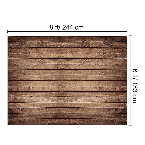Mixweer Brown Wood Backdrop for Photography Rustic Wooden Photo Backdrop Decorations Retro Wood Wall Background Birthday Party Weeding Backdrop(8 x 6 ft) - size: 8 x 6 ft
