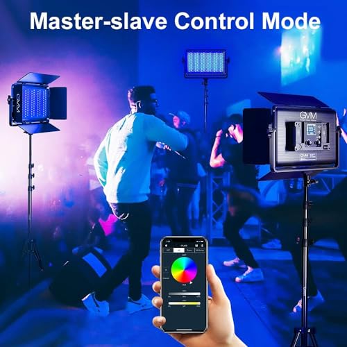 GVM 1300D RGB LED Video Light, 65W Video Lighting Kit with Bluetooth Control, 25000lux/0.5m, 2 Packs Led Panel Light for YouTube Studio, Video Shooting, Broadcasting, Conference, 18 Kinds Scene Modes - size: 1300D-65W 2 Pack