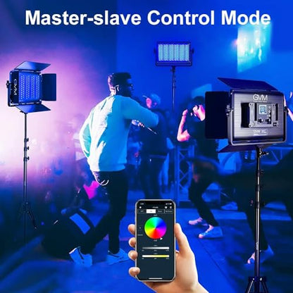 GVM 1300D RGB LED Video Light, 65W Video Lighting Kit with Bluetooth Control, 25000lux/0.5m, 2 Packs Led Panel Light for YouTube Studio, Video Shooting, Broadcasting, Conference, 18 Kinds Scene Modes - size: 1300D-65W 2 Pack