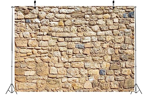 7x5ft Fabric Rock Stone Wall Backdrop Rural Style Rough Rock Construct Exterior Wall Texture Countryside Photography Background Stage Theatre Play Birthday Decoration Portraits Photo Props - size: 7x5ft