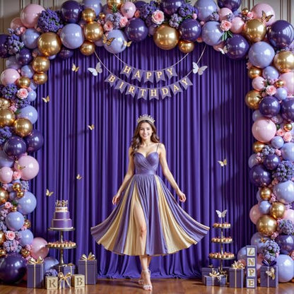 8ftx10ft Wrinkle Free Purple Backdrop Curtain - 10 Feet Photography Backdrop Drapes, Silky Polyester Back Drop Cloth for Wedding Baby Shower Balloon Arch Background - color: Purple, size: 8FTx10FT (W4'xH10', 2 Panels)