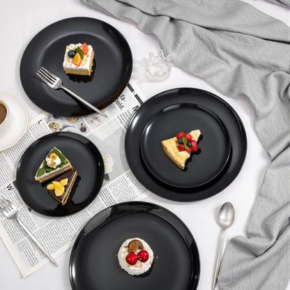 PULOTE 60 PCS Black Plastic Plates - Include 30 Dinner and 30 Dessert Plates, Black Disposable for Party,Birthday & Graduation - color: Black, size: 60 PCS