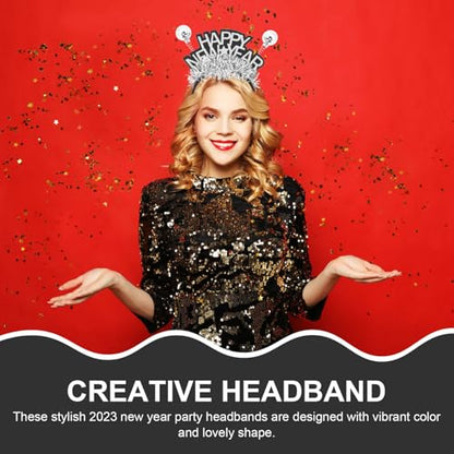 OSALADI 5pcs Happy New Year Hairbands Silver-plated Festival Party Hair Accessories for Women Portable Spring Festival Photo Props Headbands