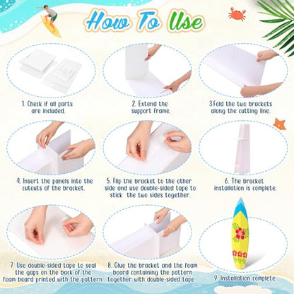 Yalikop 6 Ft Surfboard Cardboard Cutout Stand Up Photo Prop - Hawaiian Tropical Party Decorations Standee Surfboard Foam Board for Garden Yard Sign Decor Summer Beach Luau Photography Background - style: Tropical Flower
