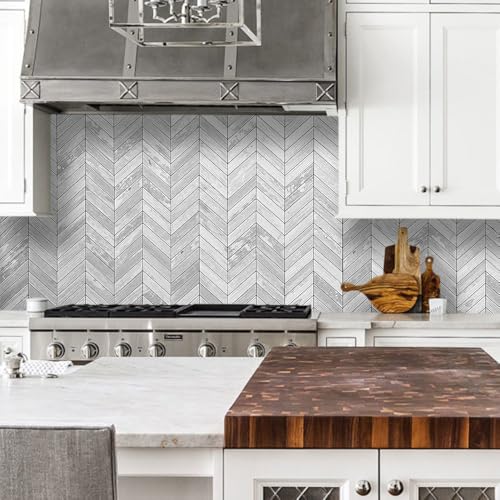 DICOFUN 10-Sheet White Wood Peel and Stick Backsplash, Vintage PVC Stick on Backsplash Wall Tiles for Kitchen and Bathroom - color: Vintage White Wood, size: 10 Sheets, 12"x12"x0.12"