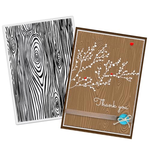 ALIBBON Wood Grain Background Plastic Embossing Folders for Card Making, Wooden Stripes Background Embossing Folders for DIY Scrapbooking, Tree Bark Folders for Paper Craft Photo Album Decorations - color: Wood Grain