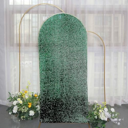 Efavormart 6ft Emerald Green Chiara Arch Backdrop Cover, Metallic Double-Sided Spandex Cover, Wrinkle-Free Decor - color: Hunter Green, size: 6 FT