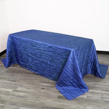 YOUR CHAIR COVERS - 90 x 132 inch Rectangular Crinkle Taffeta Tablecloth - Royal Blue, Rectangle Table Linens for 6 ft Rectangular Tables, Wedding Crushed Table Cloth - color: Royal Blue, size: 132" x 90" (Rectangular)