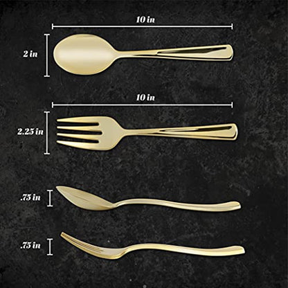 Plasticpro Disposable Plastic Gold Serving Utensils 6 Forks & 6 Spoons Durable Heavy Duty Premium Serving Utensils Gold 6 Sets - color: Gold