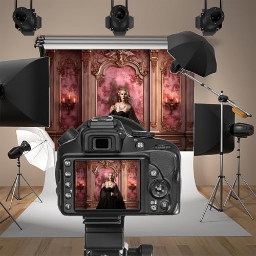 7x5ft Burgundy Room Wall Backdrops for Photography Vinatge Classic Interior European Castle Photo Background Empty Living Room Backdrop Birthday Wedding Party Decor Kids Adults Photo Props - color: Burgundy, size: 7x5ft