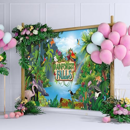 Gilprop 2 Pcs VBS 2026 Backdrop 9 x 6 ft Large Rainforest Falls Scene Photography Backdrop Party Decoration for Vbs Sunday School Classroom Christian Banner Photo Props