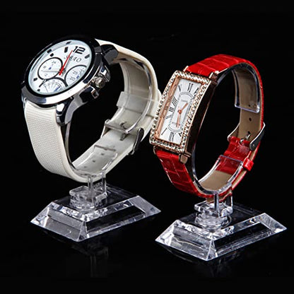 GSHLLO 2 Pcs Clear Acrylic Watch Display Stands C Shape Display Holder Bangle Bracelet Display Racks Wrist Jewelry Show Stand Showcases for Home Shop Use