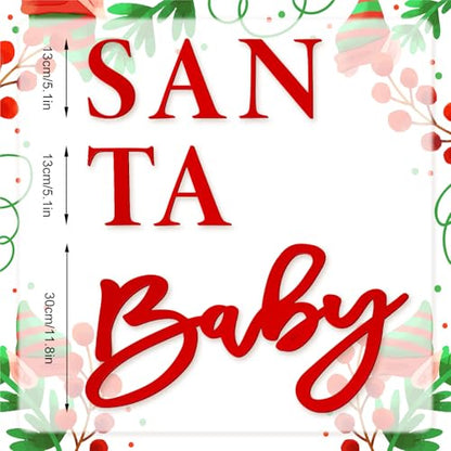 Whaline Felt Santa Baby Sign for Christmas Baby Shower Backdrop Red Xmas Felt Letter Gender Reveal Sign for Boy Girl 1st Birthday Party Arch Decor Wall Photo Prop