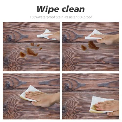 Wood Texture Background Oval Tablecloth Fitted Elastic Edge with Waterproof Wipeable Table Cover Party and Conference Room Usage, Fits 42"x60" Oval Tables, Style147 - color: Wood Texture -17, size: 42" x 60" (Oval)