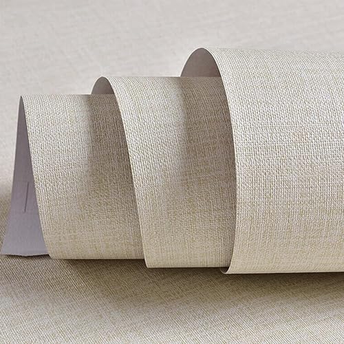 TANONE Contact Paper Peel and Stick (15.7 in X 197 in), Grasscloth Wallpaper Self Adhesive Removable Wallpaper, Fabric Linen Thickened Wall Paper Decorative for Wall Cabinets Drawers Kitchen - color: Cream, size: 15.7" x 197"