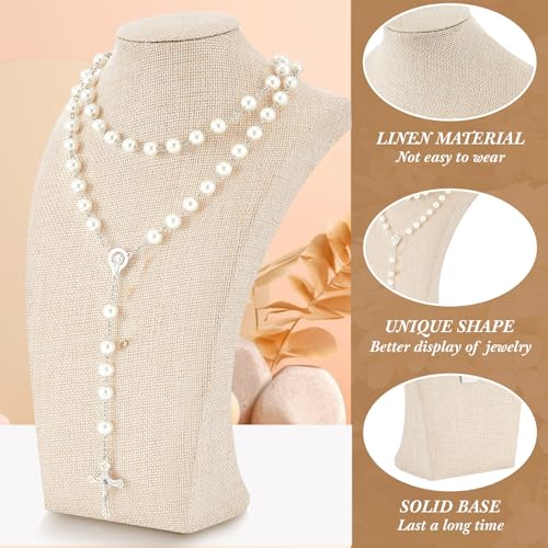 Kigley 3 Pcs Linen Jewelry Display Bust Necklace Display Stand Necklace Mannequin Holder for Jewelry Selling Trade Shows - size: 9.8 x 3.0 x 5.7 Inches