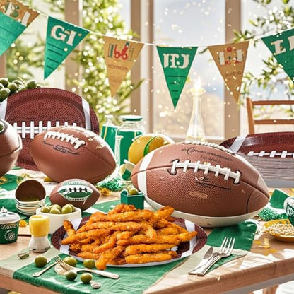 50Pcs Large Football Oval Plates 10"x12" Heavy Duty Football Food Plates Disposable Football Food Tray for Football Theme Party Supplies Sports Event Game Tailgate Carnivals Birthday Party Decorations - style: Football Oval Plates