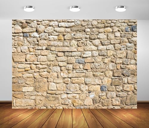 15x8ft Fabric Rock Stone Wall Backdrop Rural Style Rough Rock Construct Exterior Wall Texture Countryside Photography Background Stage Theatre Play Birthday Decoration Portraits Photo Props - size: 15x8FT
