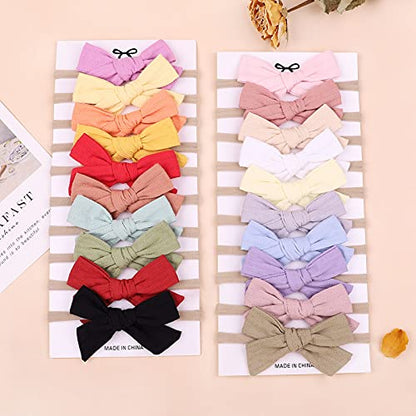 jollybows 20pcs Baby Girls Cotton Hair Bows Headbands Nylon Hair Bands Elastic Hair Accessories for Newborn Kids Infants Toddlers - color: 4- 20PCS baby girl bows