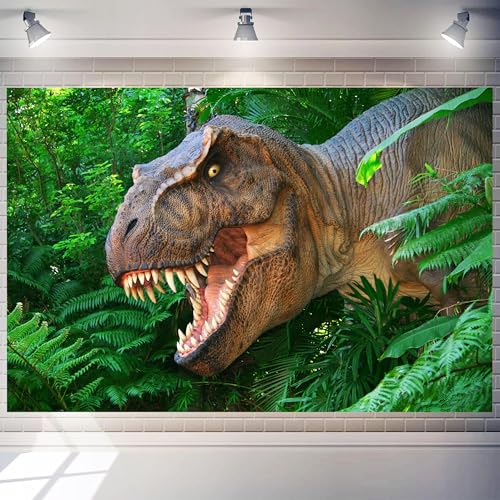 Tyrannosaurus Rex Dinosaur Backdrop 6x4 FT Backdrops Photography Photo Background 3D Dinasour Birthday Party Accessory Photography Background 3D Dinasour Birthday Party Accessory Decor - color: Dinosaur A, size: 6x4 FT