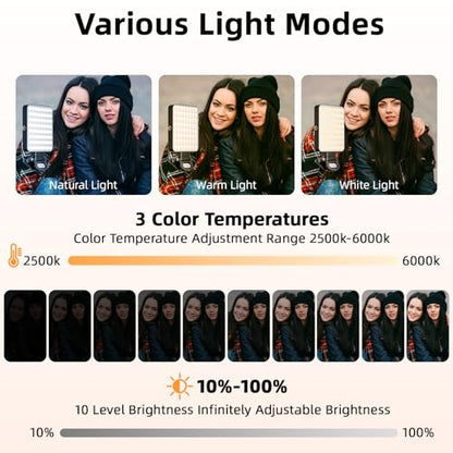 Magnetic Selfie Light for Cell Phone, gliship 128 Led Selfie Light Compatible with Magsafe Rechargeable Portable Clip Fill Light with 3 Lights Modes for Phone Camera Laptop Camera - color: Black